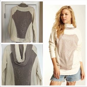 Free People Pieced Sequin Pullover